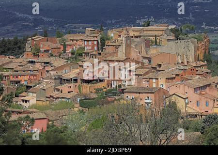 Frankreich, Vaucluse, Roussillon, das Dorf beschriftet Stockfoto