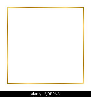 Golden glänzend glühenden Vintage Rechteck Rahmen mit Schatten isoliert auf weißem Hintergrund. Goldener realistischer quadratischer Rand. Vektorgrafik Stock Vektor