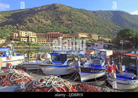 Frankreich, Korsika Golf von Porto, Porto, der Yachthafen und der Fischereihafen Stockfoto