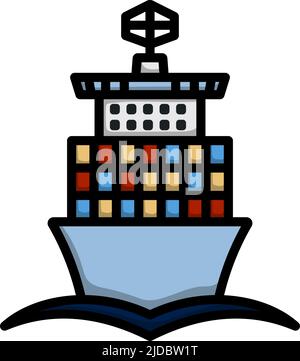 Symbol „Container Ship“. Editierbare Fett Formatigte Kontur Mit Farbfüllungsdesign. Vektorgrafik. Stock Vektor