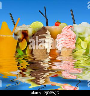 Eis und Cocktails, Erfrischung im Sommer Stockfoto