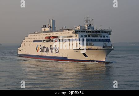 Brittany Ferries die neueste und grünste Passagier- und Frachtfähre MV SALAMANCA besucht den Hafen zum ersten Mal Stockfoto