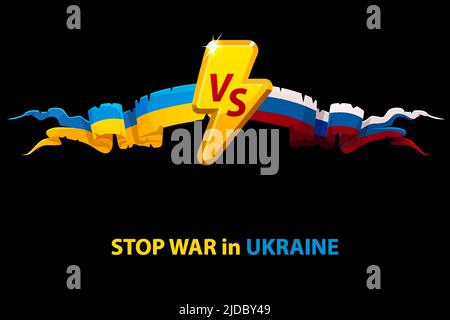 russland gegen die Ukraine, Schachfiguren in den Farben der Flaggen russlands und der Ukraine Stock Vektor