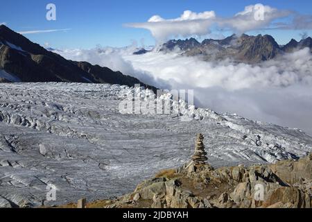 Frankreich, Haute-Savoie (74) Chamonix, der Kopf des Tour-Gletschers auf der Nordseite des Mont Blanc Stockfoto
