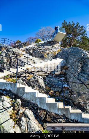 Stadt Alesund Aussichtspunkt Schritte Norwegen Nordeuropa Stockfoto