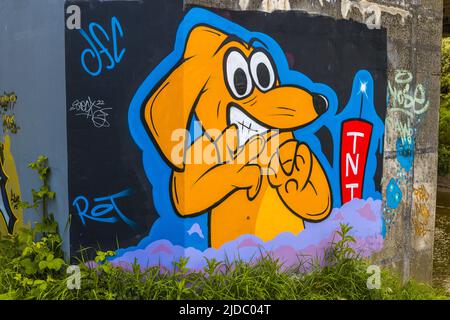 Grafische Street Art in Gloucester Stockfoto