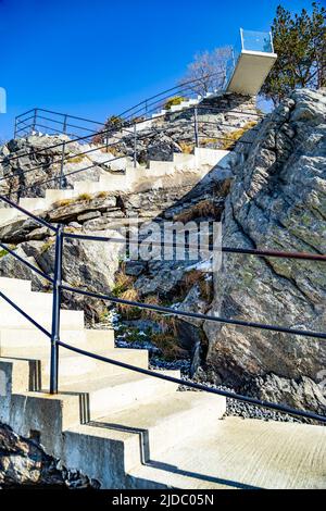 Stadt Alesund Aussichtspunkt Schritte Norwegen Nordeuropa Stockfoto