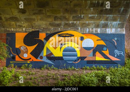 Grafische Street Art in Gloucester Stockfoto