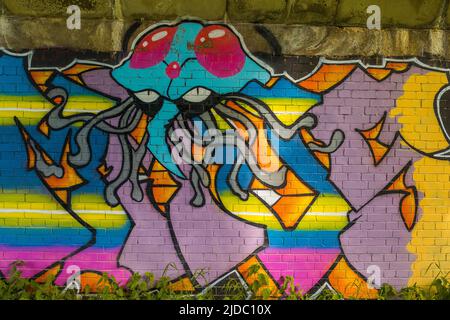 Grafische Street Art in Gloucester Stockfoto