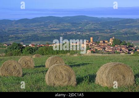 Frankreich, Rhône (69) Oingt mittelalterliches Dorf klassifiziert "schönsten Dörfer in Frankreich, das Land der goldenen Steine, Stockfoto