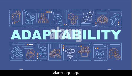 Anpassungsfähigkeit Wortkonzepte dunkelblaues Banner Stock Vektor