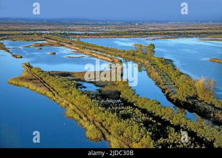 Frankreich, Bouches-du-Rhône Camargue Teichlandschaft (Luftaufnahme) Stockfoto