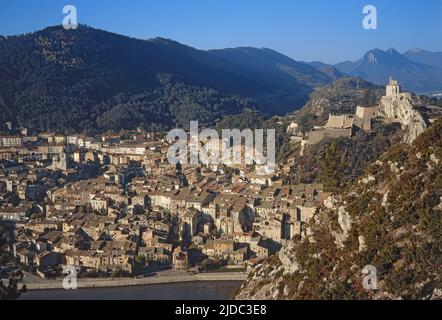 Frankreich, Alpes-de-Haute-Provence Sisteron, am Ufer der Durance, der Zitadelle, Stockfoto