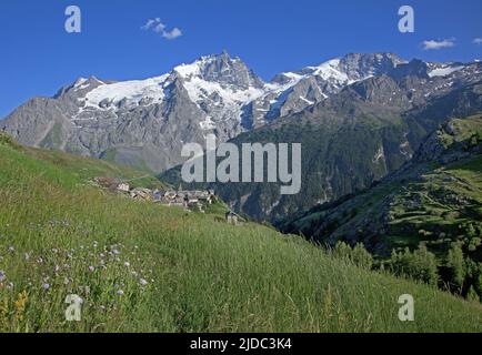 Frankreich, Nationalpark Hautes-Alpes Écrins, das Massiv von Meije seit dem Chazelet Stockfoto