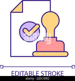 Genehmigtes Dokument mit zertifiziertem Stempel-RGB-Farbsymbol Stock Vektor