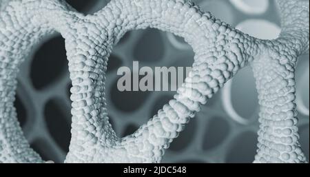 Abstrakte futuristische Umgebung mit voronoi pattern.Organic Alien-Textur. 3D monochrome Abbildung Stockfoto
