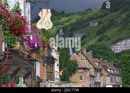 Frankreich, Eure, Les Andelys, Fachwerkhäuser des Petit Andelys Stockfoto