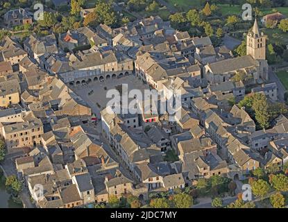 Frankreich, Aveyron (12), nach der Bewertung der Stadt in der Liste der „Sauerländer-de-Rouergue“ (Luftaufnahme) Stockfoto