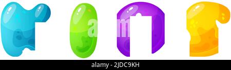 Gelee bunte Alphabete, Comic-Alphabet für Kinder. Jelly Bright Font. Kindliche Art für Veranstaltungen, Aktionen. Stock Vektor