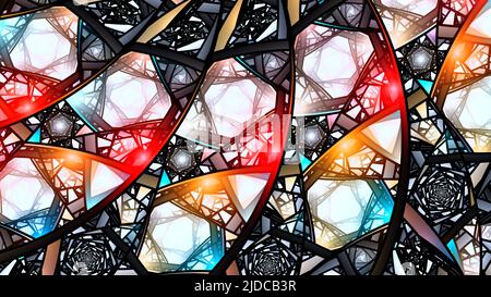 Bunte lebendige glühende Buntglas, Computer generiert abstrakten Hintergrund, 3D Rendering Stockfoto