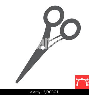 Scheren Glyphen-Symbol, Friseur und Friseur, Haarscheren Vektor-Symbol, Vektorgrafiken, bearbeitbare Strich solid Zeichen, eps 10. Stock Vektor