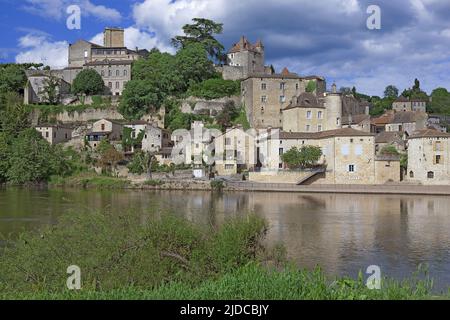 Frankreich, Lot Puy-l'Évêque, die mittelalterliche Stadt, die Ufer des Lot Stockfoto