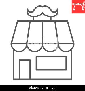 Coiffeur Shop line Icon, Gebäude und Friseur, Barbershop Vektor-Icon, Vektorgrafiken, editierbare Kontur Umriss Zeichen, eps 10. Stock Vektor