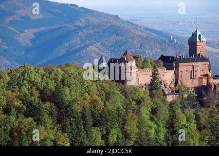 Frankreich, Haut-Rhin Haut Koenigsbourg Castle (Luftaufnahme) Stockfoto