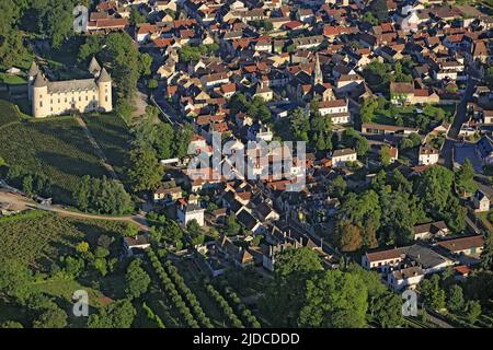 Frankreich, Côte-d'Or, Savigny-lès-Beaune, Burgund Weingut Dorf AOC Weinberge des Côte de Beaune (Luftbild), Stockfoto