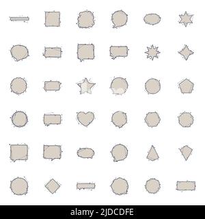 Astrologische geometrische Rahmen aus Linien und Punkten im handgezeichneten Stil. Abstrakte Vorlagen für Titel oder Inschriften, Vektor-Set von Formen Clip A Stock Vektor