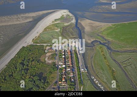 Frankreich, Somme Le Hourdel kleiner Hafen in der Somme-Bucht (Luftaufnahme) Stockfoto