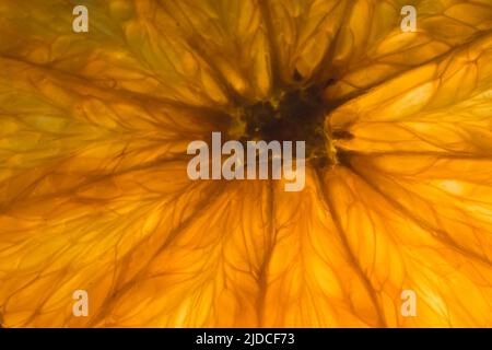 Nahaufnahme einer orangefarbenen Innenaufnahme. Stockfoto