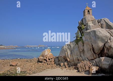 Frankreich, Côtes-d'Armor Penvénan, der Felsen der Sentinel, Strand von Port Blanc Stockfoto