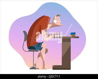 Männlicher Student studiert online an seinem Notebook Stock Vektor