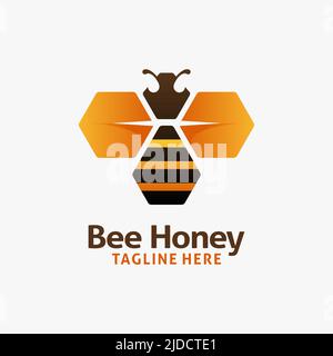 Sechseckiges Honigbiene-Logo Stock Vektor