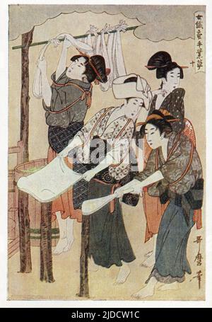 Kitagawa Utamaro (japanisch: 喜多川 歌麿; c. 1753. – 31. Oktober 1806) war ein japanischer Künstler. Alte Postkarte aus der UdSSR, 1958. Stockfoto