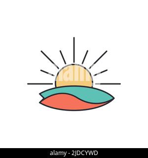 Surfen und Sonne vintage Logo Vektor Illustration Stock Vektor