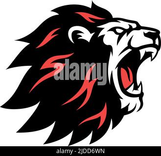 Leiter des aggressiven Löwenbrüllens Stock Vektor