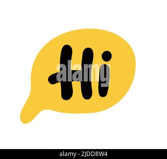 Sprechblase. Hallo Text. Handgezeichnetes Zitat. Hi-Icon-Beschriftung. Doodle-Phrase. Vektorgrafik für den Druck Stock Vektor
