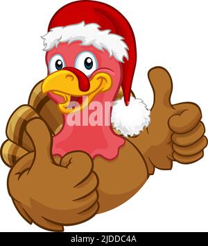 Die Türkei In Santa Hat Weihnachten Danksagung Cartoon Stock Vektor
