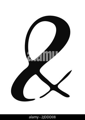 Handgezeichnetes Ampersand-Symbol, handbemalt mit Tintenpinsel. Vektorgrafik Stock Vektor