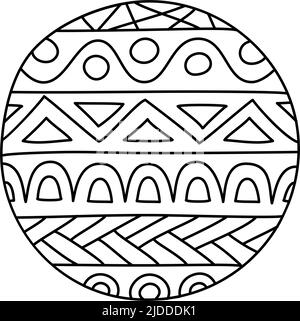 Runde Malseite gefüllt mit handgezeichneten Doodle-Motiven in einem Kreis, isoliert auf weißem Hintergrund. Vektorgrafik Stock Vektor