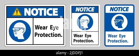 Hinweisschild Augenschutz auf weißem Hintergrund tragen Stock Vektor