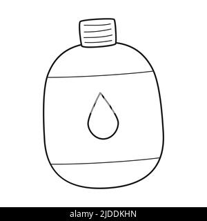 Doodle Tourist Wasserflasche. Camping-Wasserbehälter. Ausrüstung für Tourismus, Reisen, Wandern, Sport. Skizzieren Sie die schwarz-weiße Vektorgrafik isoliert auf Stock Vektor