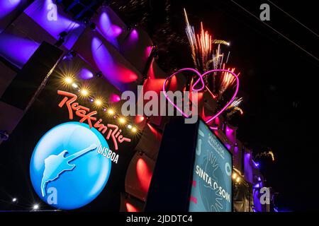 Lissabon, Portugal, 19.. Juni 2022. Zweiter Tag des Rock in Rio Lisboa Festivals im Bela Vista Park. Die amerikanische Hip-Hop-Band Black Eyed Peas während der Performance © ABEL F. ROS/Alamy Live News Stockfoto