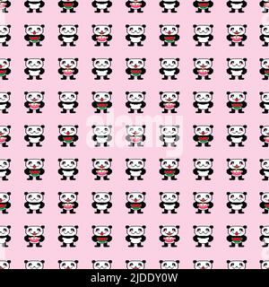 Pixel Panda Hintergrund Vektor nahtlose Muster für Dekoration. Stock Vektor
