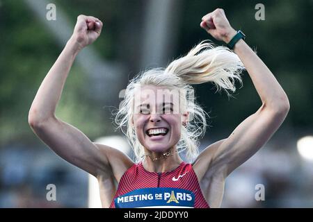 Yuliya (Yuliia) Levchenko aus der Ukraine (Frauen-Hochsprung) während der Wanda Diamond League 2022, Meeting de Paris (Leichtathletik) am 18. Juni 2022 im Charlety-Stadion in Paris, Frankreich - Foto Victor Joly / DPPI Stockfoto