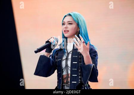 Alexa, 19. Juni 2022 : Sänger Alexa tritt vor dem Red Carpet Event auf, um den neuesten Film Top Gun: Maverick in Seoul, Südkorea, zu promoten. Der Film wird am 22. Juni in Korea veröffentlicht. Kredit: Lee Jae-won/AFLO/Alamy Live Nachrichten Stockfoto