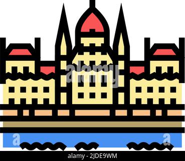 ungarische parlamentsgebäude Farbe Symbol Vektor Illustration Stock Vektor