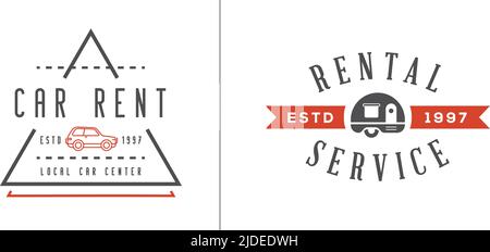 Ein Satz von Vector Car Rental Service-Elementen kann als Logo oder Symbol in Premium-Qualität verwendet werden Stock Vektor